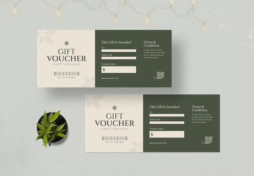Elegant Holiday Gift Voucher Card Design Layout
