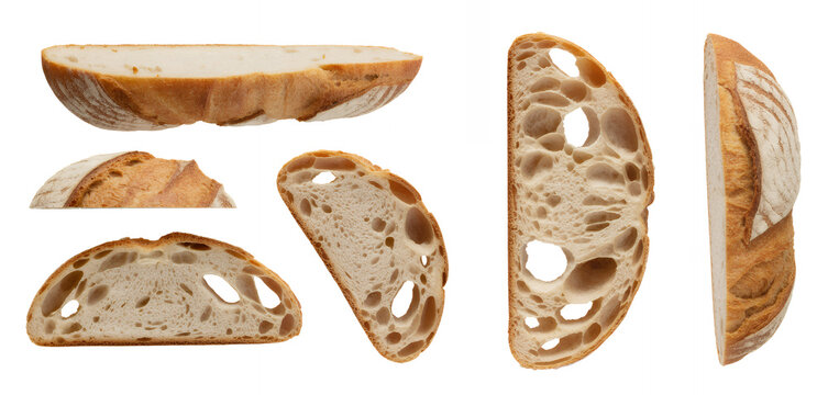 Slices of bread with holes and crust texture