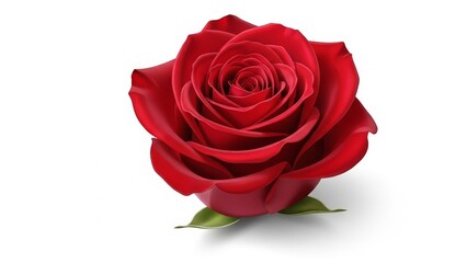 Naklejka premium A perfect red rose bloom isolated on a clean white background, showcasing detailed petals. Valentine's Day symbol, love, romance, floral design element.