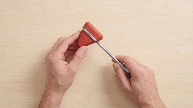 Top-Down View of Hands Testing Reflexes with Medical Hammer