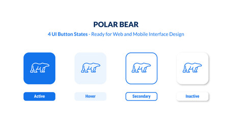 polar bear UI button states set. Outline icon kit from animals collection. Thin linear polar bear, bear, animal editable vector. Line vector polar bear sign for web and mobile interface © IconArt