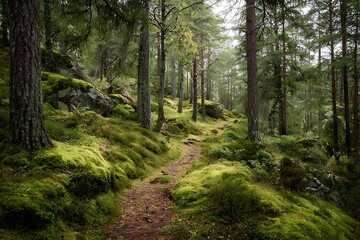Obraz premium winding path in the forest