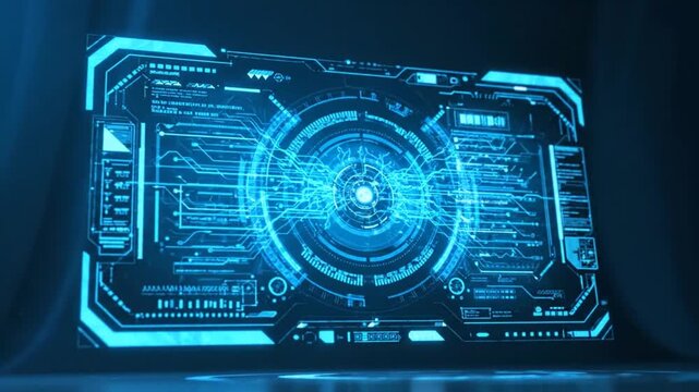 Futuristic blue circuit board technology.