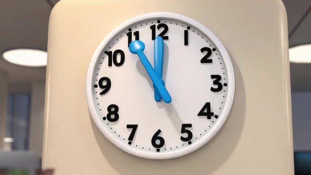 Friendly wall clock with hour hand tapping playful minute hand