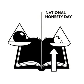 National Honesty Day illustration with scales of justice and open book