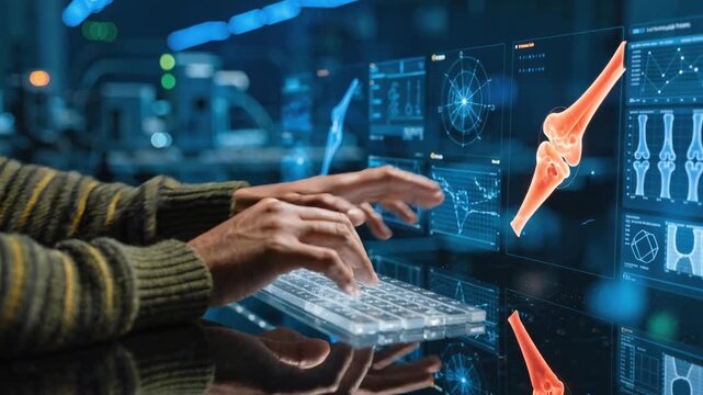 Diagnostic medical interface knee joint scan data visualization analytics imaging workstation with