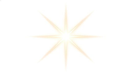 Obraz premium Golden starburst lens flare isolated on white background bright light rays sun shine sparkles glow abstract design element magical effect celebration fantasy graphic resource