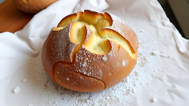 Pan artesano integral cortado en trozos