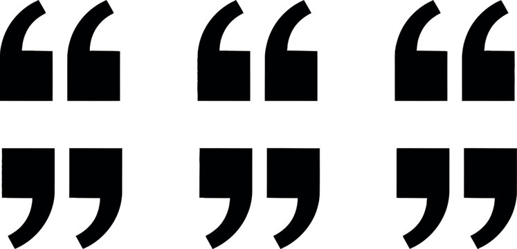 Set of 6 black quotation mark icons vector