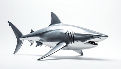 Naklejka premium Gray Shark Toy Model on White Background.