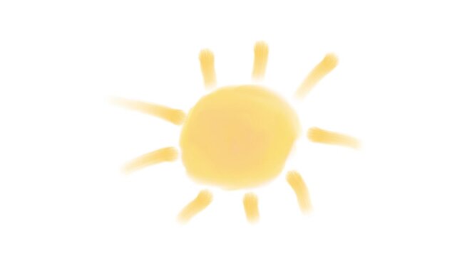 Hand drawn sun doodle stop motion style animation isolated on white background playful cartoon sunshine icon