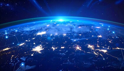 Obraz premium A nighttime view of Earth from space with illuminated city lights (2)