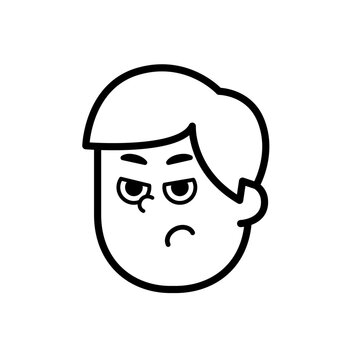 Business man face icon simple expression "Moody"
