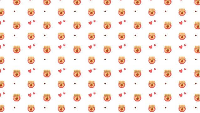 Cute Apple Jam Seamless Pattern with Hearts Minimal Flat Design