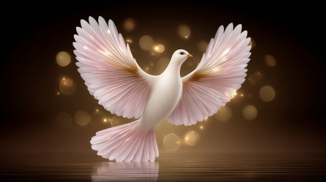 🕊️🕊️Dove of Peace: An elegant white dove gracefully takes flight, its wings outstretched against a warm, inviting backdrop of soft light. An emblem of serenity and hope.🕊️🕊️