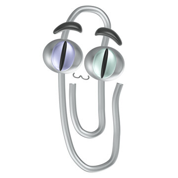 Paper Clip Cat Chrome Cartoon Design Y2K Futurism 3D Frutiger Aero Nostalgia Document