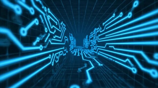 Glowing blue circuit board technology background 1.