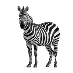 Obraz premium Professional Black and White Zebra Standing Isolated on White Background