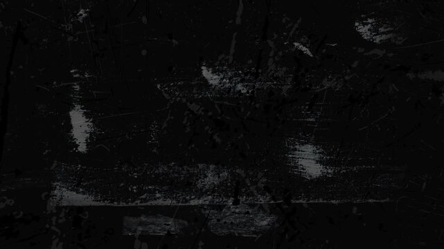 Grunge black surface texture with wide brush paint, scratches, animated monochrome vertical background.