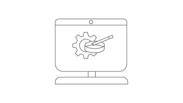 Computer Screen with Settings Icon Animation Video.