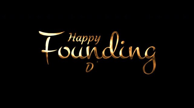 Golden words happy founding on black background, perfect for celebratory prints, anniversary designs, or historical event promotions. Joyful and elegant.