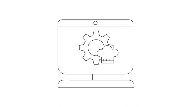 Culinary Technology - Gear and Chef Hat on Computer Screen.