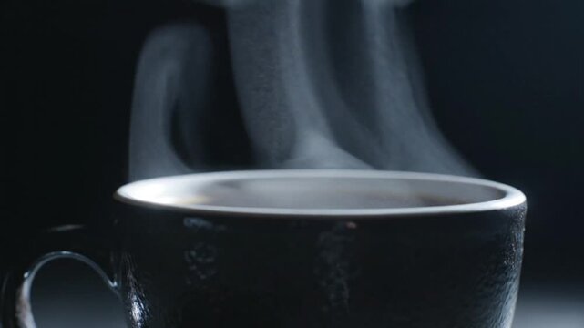 coffee steam swirling above cup