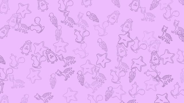 Background with penguins, stars, squirrels, and turtles. Perfect for childrens designs, posters, cards, and educational materials.