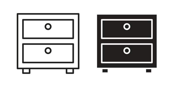 Bedside table icon with black color and editable vector