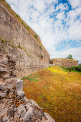 Fototapeta premium New Venetian Fortress in corfu city. Historic 16th-century Venetian fortified castle view on the city and the sea. Corfu, Greece