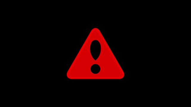 danger warning sign with alert symbol animation on background safety risk caution icon motion design 4k