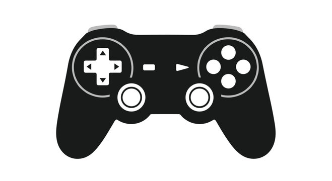 Black and white illustration of a video game controller on a pure, Generative AI.