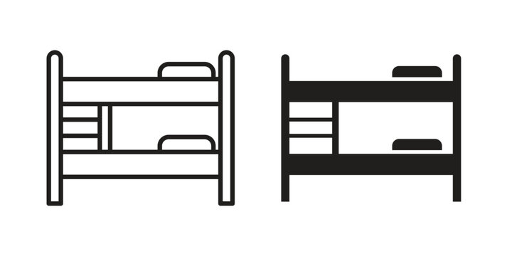 Bunk bed icon with black color and editable vector