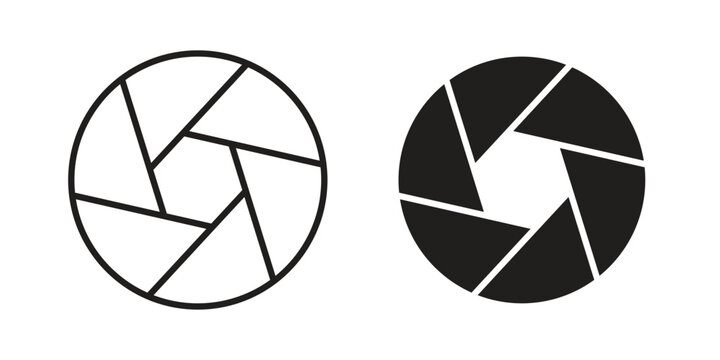 Camera shutter icon with black color and editable vector