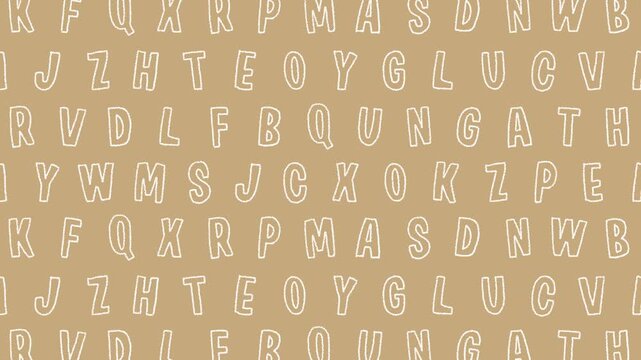 Hand drawn alphabet letters pattern loop - beige