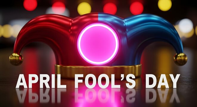 April fools day jester hat with neon light