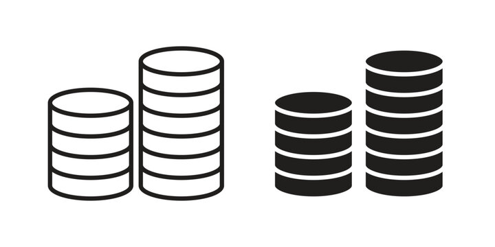 Coins stack icon with black color and editable vector