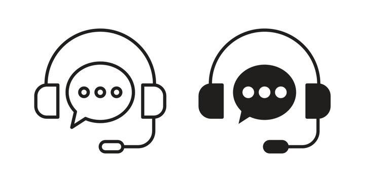 Customer support icon with black color and editable vector