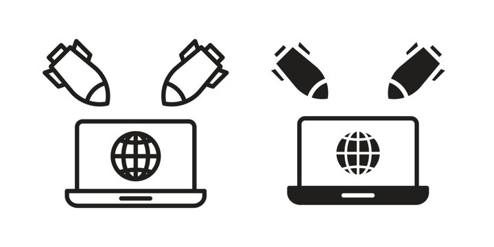 Ddos icon with black color and editable vector