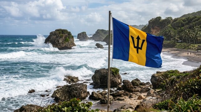 Barbadian Flag at Bathsheba Beach
