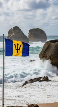 Barbadian Flag at Bathsheba Beach