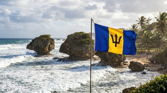 Barbadian Flag at Bathsheba Beach