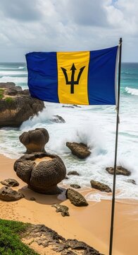 Barbadian Flag at Bathsheba Beach