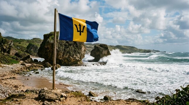 Barbadian Flag at Bathsheba Beach