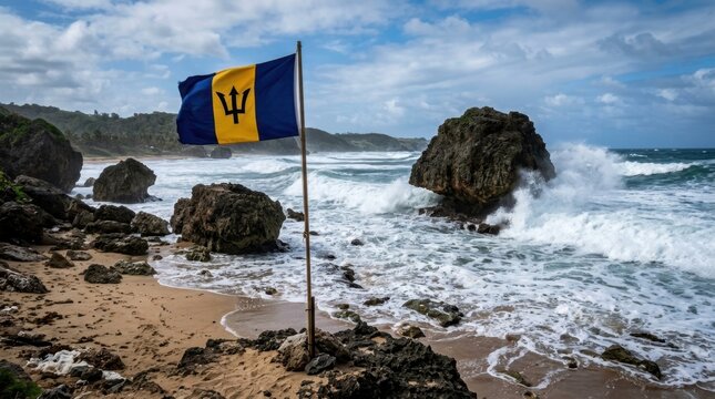 Barbadian Flag at Bathsheba Beach