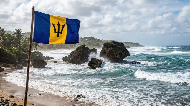 Barbadian Flag at Bathsheba Beach