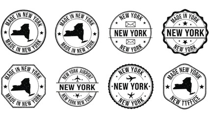 Obraz premium Set of eight black and white New York themed badges