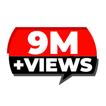 9M Views Massive Reach Counter PNG, Audience Growth Badge Icon, Engagement Rise Label Design, Viral Success Tag PNG, Viewer Count Sticker Icon