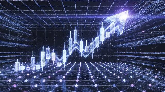 Dynamic digital chart visualizing financial growth and market trends, perfect for data-driven business analysis, strategic planning, and impactful presentations