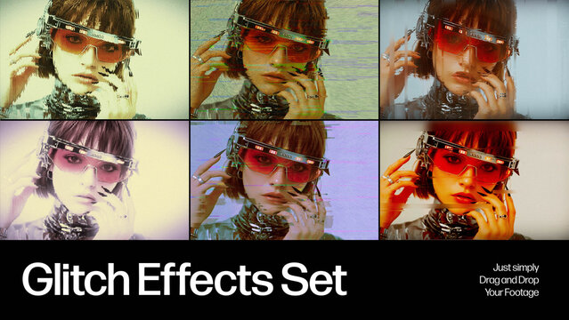 After Effects Glitch Transition Pack, VHS distortion & RGB glitch video effects template